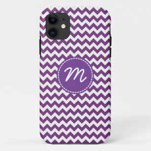 Purple and White Chevron Pattern Custom Monogram Case-Mate iPhone Case