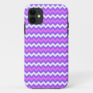 Purple and White Chevron Zigzag Pattern 2 iPhone 11 Case
