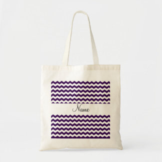Purple and white chevrons personalised name tote bag