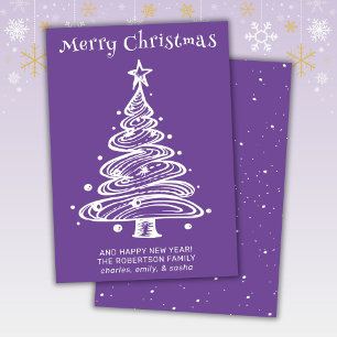Purple and White Christmas Holiday Card