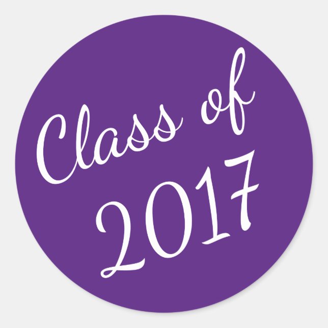 Purple and White Class of 2017 Graduation Stickers (Front)