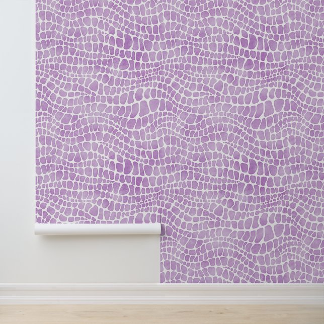Purple and White Crocodile Skin Pattern Wallpaper (Application)