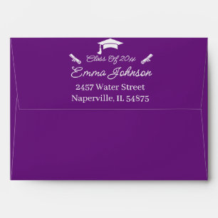 Purple And White Custom Graduation Envelope