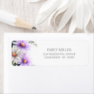 Purple and White Daisies Return Address Label
