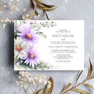 Purple and White Daisies Wedding Invitation