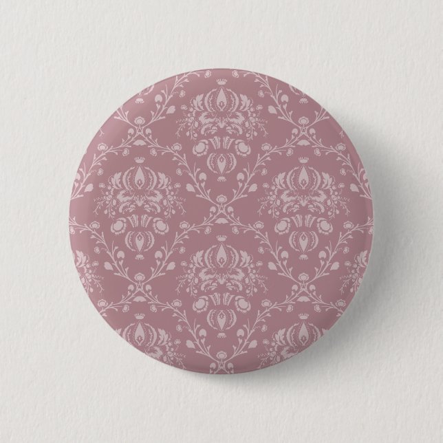 Purple and White Damask 6 Cm Round Badge (Front)