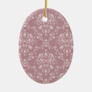 Purple and White Damask Ceramic Tree Decoration