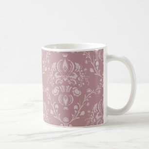 Purple and White Damask Coffee Mug