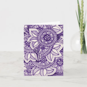 Purple and White Damask Indian Mandala Thank You Card