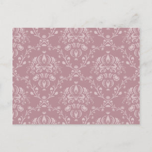 Purple and White Damask Postcard