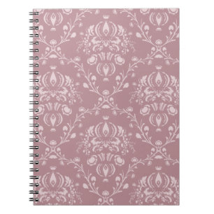 Purple and White Damask Spiral Notebook
