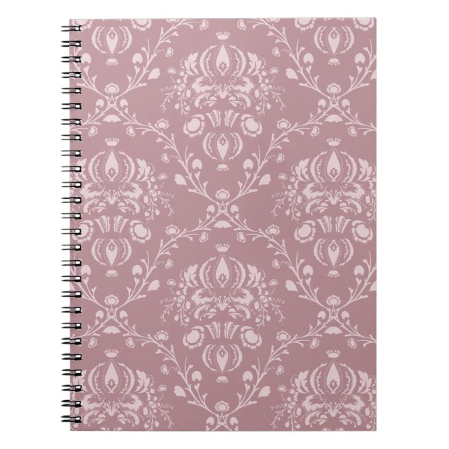 Purple and White Damask Spiral Notebook (Front)