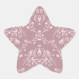 Purple and White Damask Star Sticker