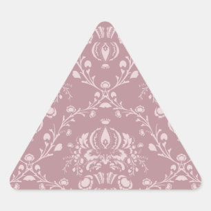 Purple and White Damask Triangle Sticker