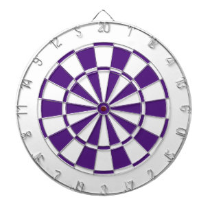 purple and white dartboard