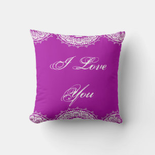 Purple and white deco cushion