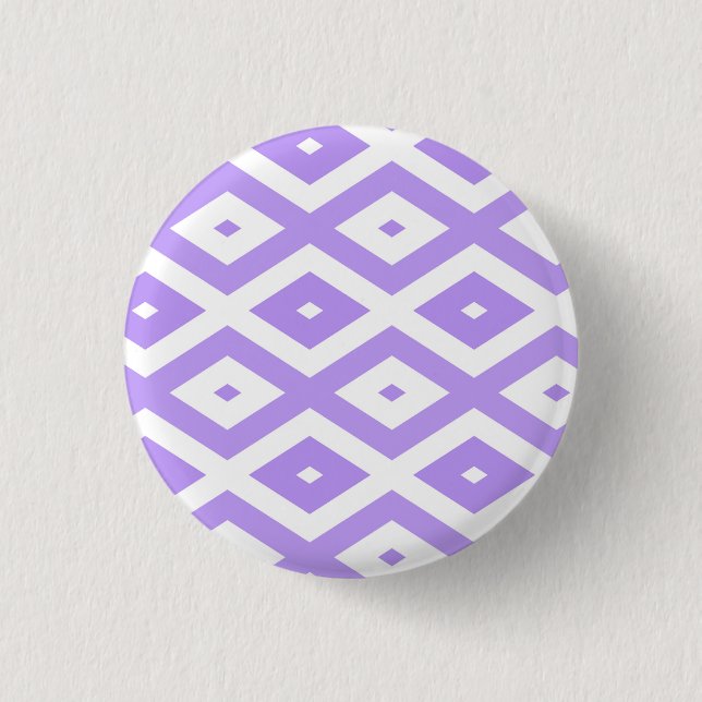 Purple and white diamond pattern 3 cm round badge (Front)