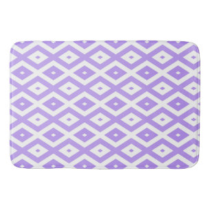 Purple and white diamond pattern bath mat