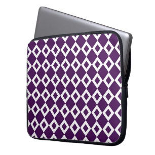 Purple and White Diamond Pattern Laptop Sleeve