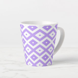 Purple and white diamond pattern latte mug