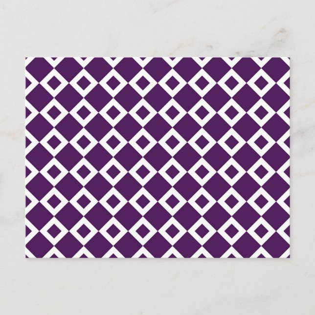 Purple and White Diamond Pattern Postcard (Front)