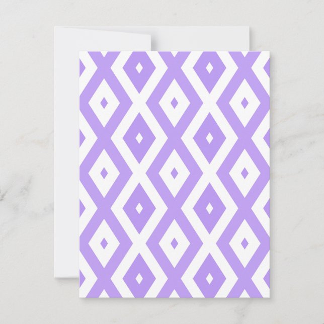 Purple and white diamond pattern RSVP card (Front)