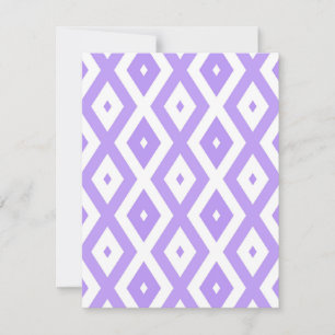 Purple and white diamond pattern RSVP card