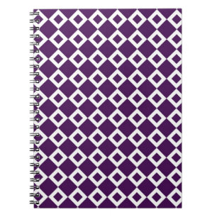 Purple and White Diamond Pattern Spiral Notebook