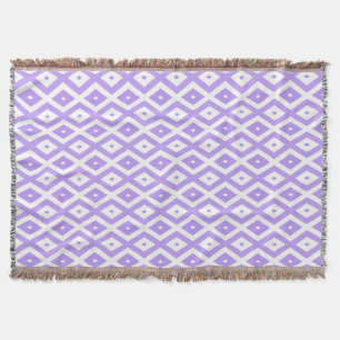 Purple and white diamond pattern throw blanket
