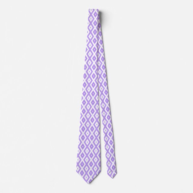 Purple and white diamond pattern tie (Front)