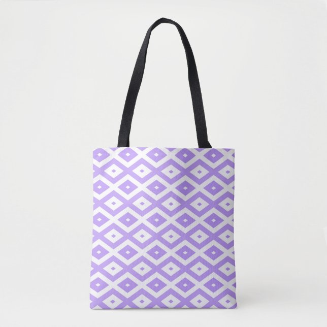 Purple and white diamond pattern tote bag (Front)