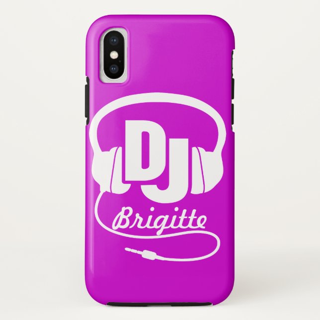 Purple and white DJ name headphone case (Back)