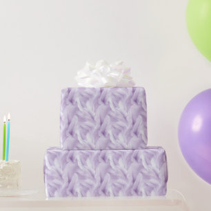 Purple and White Feather Pattern Bridal  Wrapping Paper