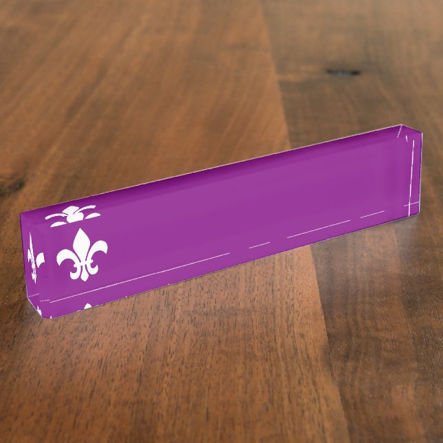 Purple and White Fleur de Lys Nameplate (Side)