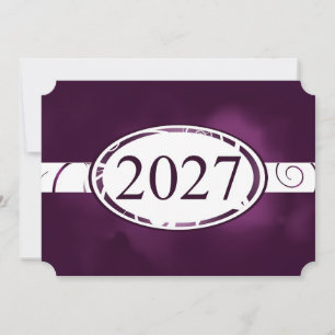 Purple and White Floral Button 2027 Card
