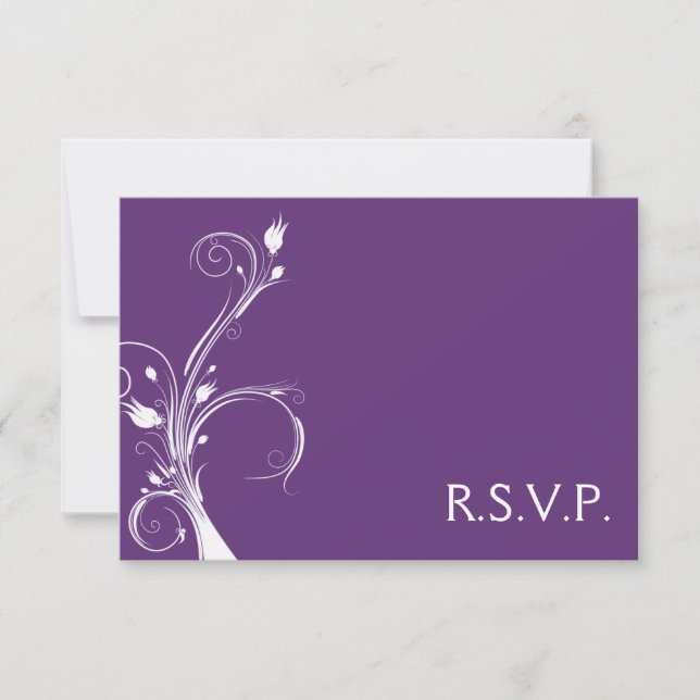 Purple and White Floral Reply Card (Front)