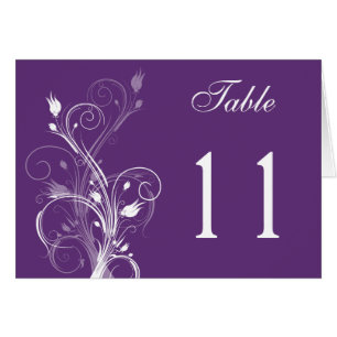 Purple and White Floral Table Number card
