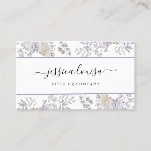 Purple and White Floral Watercolor Business Card