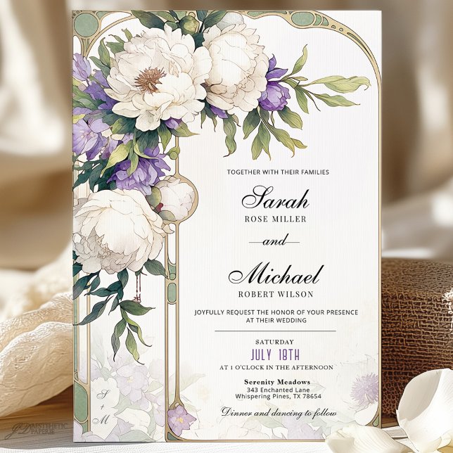 Purple and White Floral Wedding Invitation (Creator Uploaded)