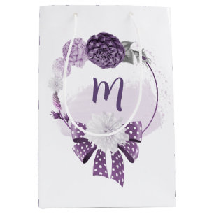 purple and white flowers romantic medium gift bag