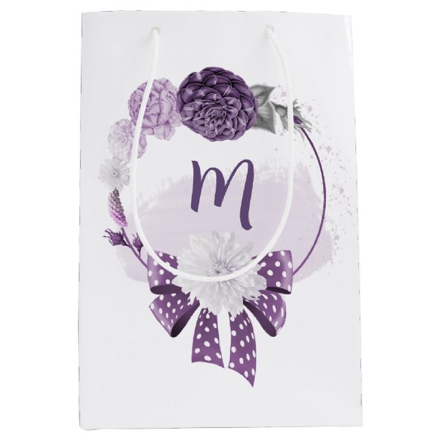 purple and white flowers romantic  medium gift bag (Front)