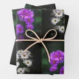 Purple and White Flowers Wrapping Paper Sheet