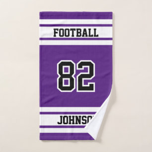 Purple and White 🏈 Football - 100% Customise Hand Towel