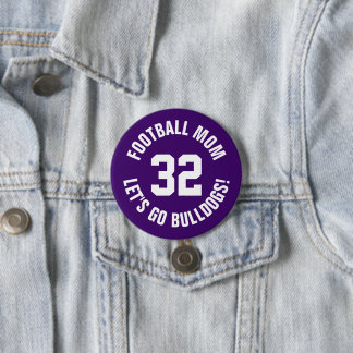Purple and White Football Mum Jersey Number 7.5 Cm Round Badge