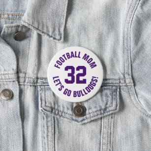 Purple and White Football Mum Jersey Number 7.5 Cm Round Badge