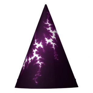 Purple and White Fractal w/Black Background Party Hat