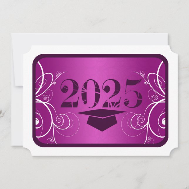 Purple and White Frame Graduation Invitation (Front)