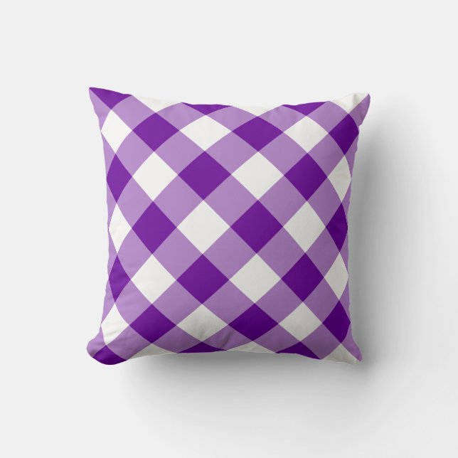 Purple and White Gingham Pattern Cushion (Front)