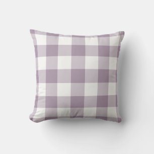 Purple and White Gingham Pattern Cushion