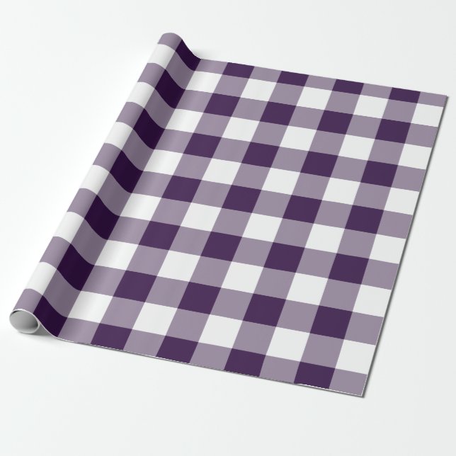 Purple and White Gingham Pattern Wrapping Paper (Unrolled)